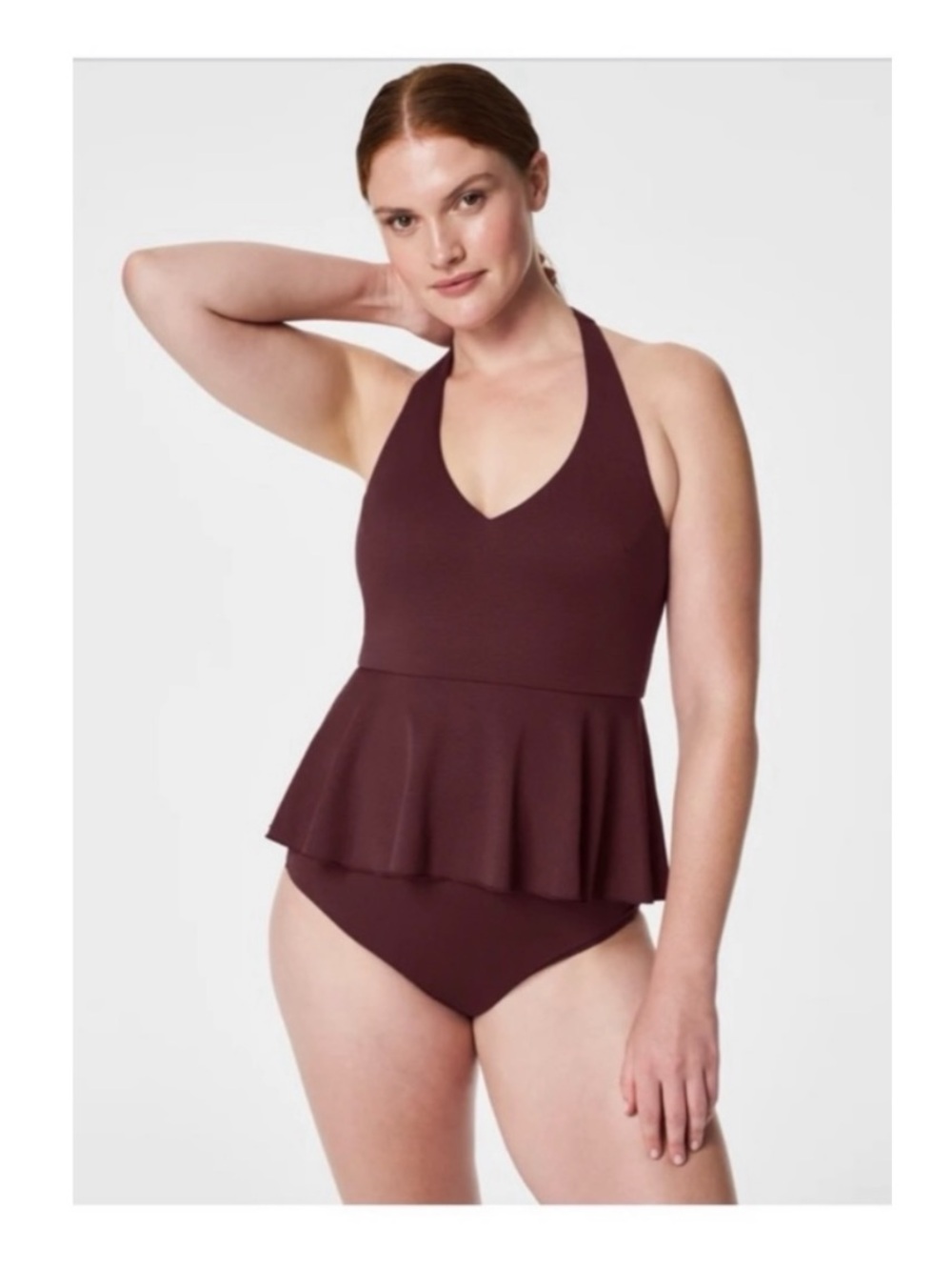 SPANX nwt size large Pique full bust halter tankini top in mulberry